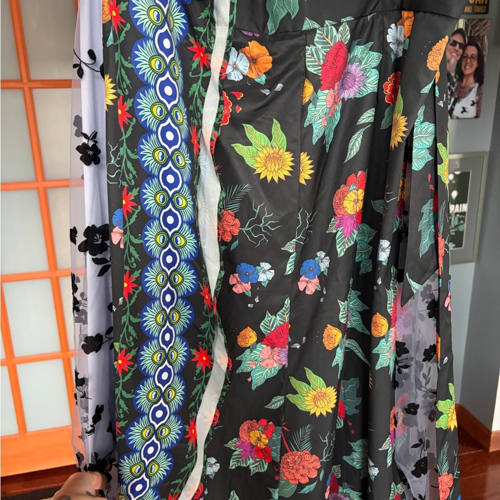 Floral Maxi Skirt with Bold Border Trim